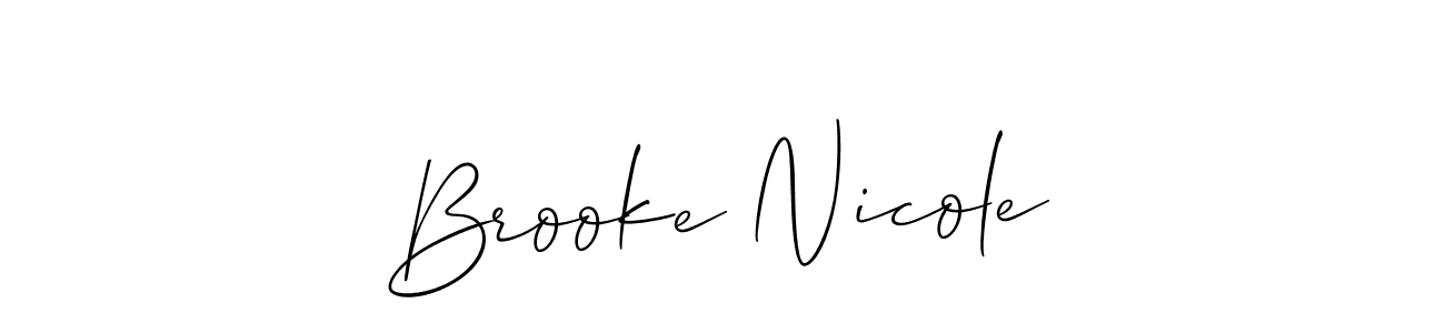 The best way (Allison_Script) to make a short signature is to pick only two or three words in your name. The name Brooke Nicole include a total of six letters. For converting this name. Brooke Nicole signature style 2 images and pictures png