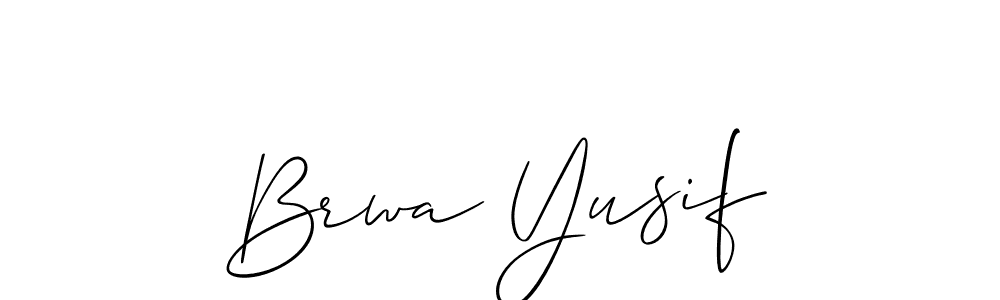 How to make Brwa Yusif name signature. Use Allison_Script style for creating short signs online. This is the latest handwritten sign. Brwa Yusif signature style 2 images and pictures png