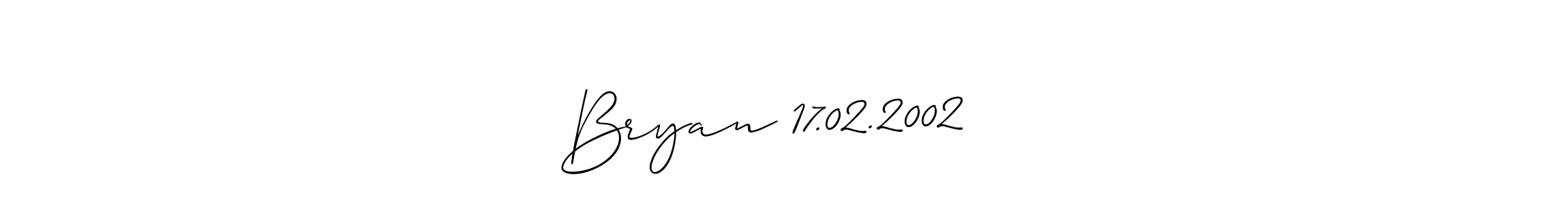 Design your own signature with our free online signature maker. With this signature software, you can create a handwritten (Allison_Script) signature for name Bryan 17.02.2002 ❤️. Bryan 17.02.2002 ❤️ signature style 2 images and pictures png