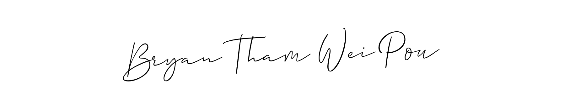 How to make Bryan Tham Wei Pou name signature. Use Allison_Script style for creating short signs online. This is the latest handwritten sign. Bryan Tham Wei Pou signature style 2 images and pictures png