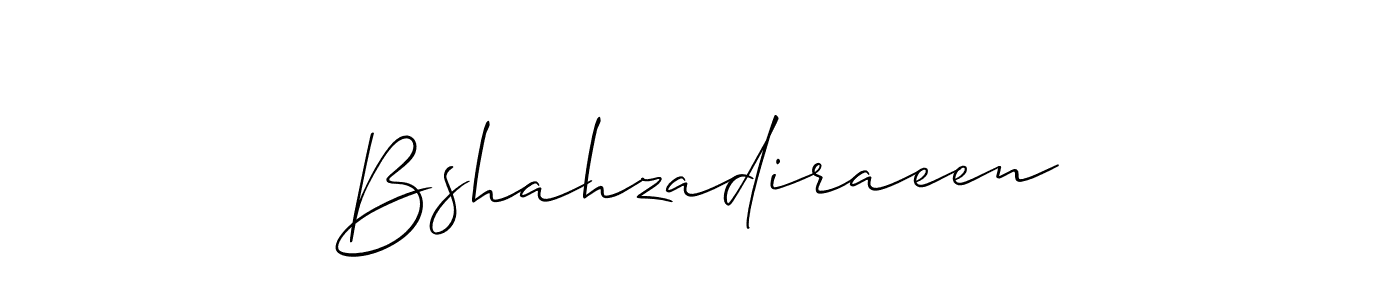 Also You can easily find your signature by using the search form. We will create Bshahzadiraeen name handwritten signature images for you free of cost using Allison_Script sign style. Bshahzadiraeen signature style 2 images and pictures png