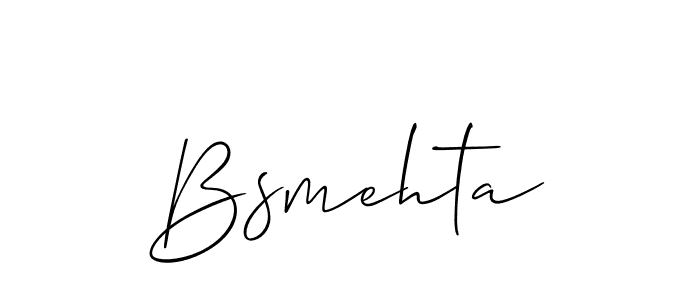 How to make Bsmehta name signature. Use Allison_Script style for creating short signs online. This is the latest handwritten sign. Bsmehta signature style 2 images and pictures png
