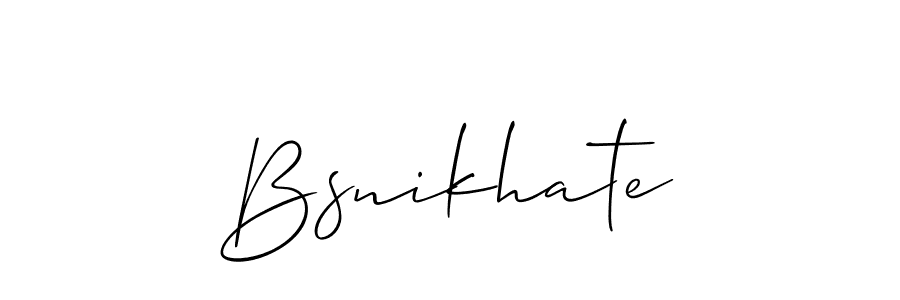 Make a beautiful signature design for name Bsnikhate. With this signature (Allison_Script) style, you can create a handwritten signature for free. Bsnikhate signature style 2 images and pictures png