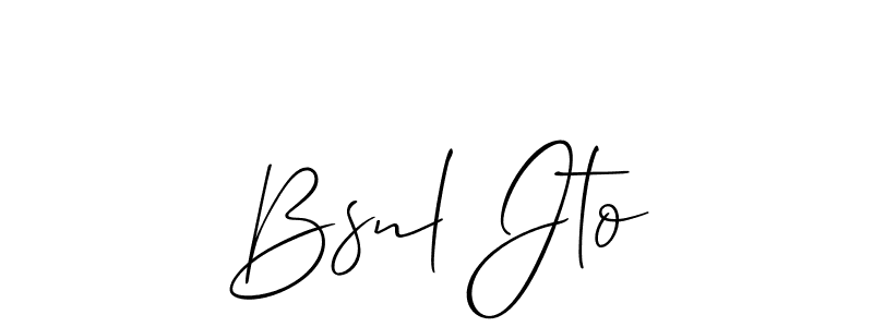 Design your own signature with our free online signature maker. With this signature software, you can create a handwritten (Allison_Script) signature for name Bsnl Jto. Bsnl Jto signature style 2 images and pictures png
