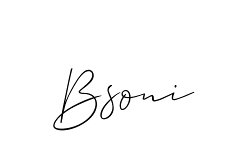 Make a beautiful signature design for name Bsoni. With this signature (Allison_Script) style, you can create a handwritten signature for free. Bsoni signature style 2 images and pictures png