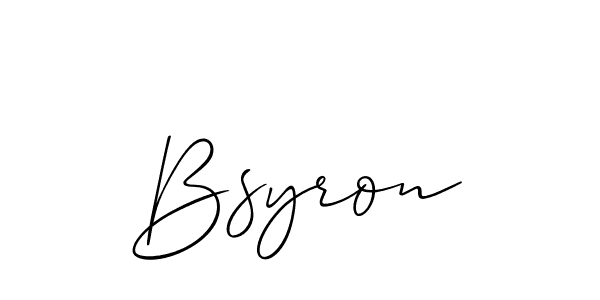 Design your own signature with our free online signature maker. With this signature software, you can create a handwritten (Allison_Script) signature for name Bsyron. Bsyron signature style 2 images and pictures png