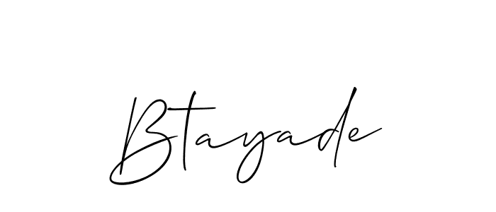 if you are searching for the best signature style for your name Btayade. so please give up your signature search. here we have designed multiple signature styles  using Allison_Script. Btayade signature style 2 images and pictures png