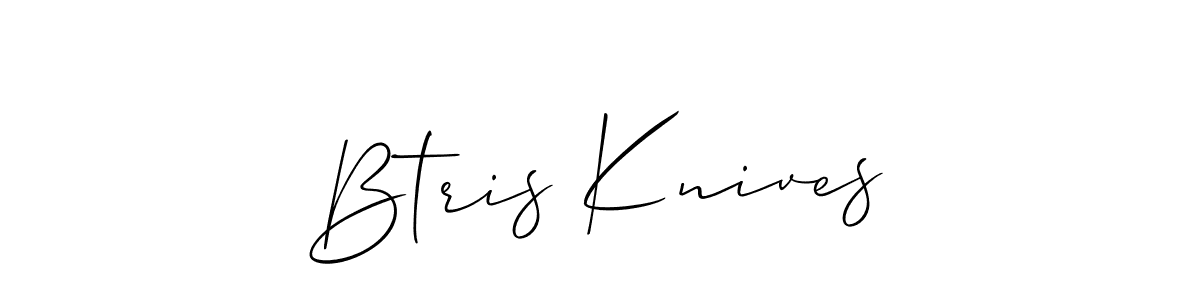 Make a beautiful signature design for name Btris Knives. With this signature (Allison_Script) style, you can create a handwritten signature for free. Btris Knives signature style 2 images and pictures png