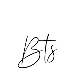 Make a beautiful signature design for name Bts. With this signature (Allison_Script) style, you can create a handwritten signature for free. Bts signature style 2 images and pictures png