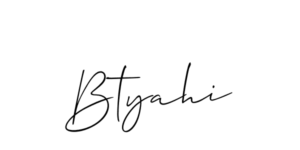 Make a short Btyahi signature style. Manage your documents anywhere anytime using Allison_Script. Create and add eSignatures, submit forms, share and send files easily. Btyahi signature style 2 images and pictures png