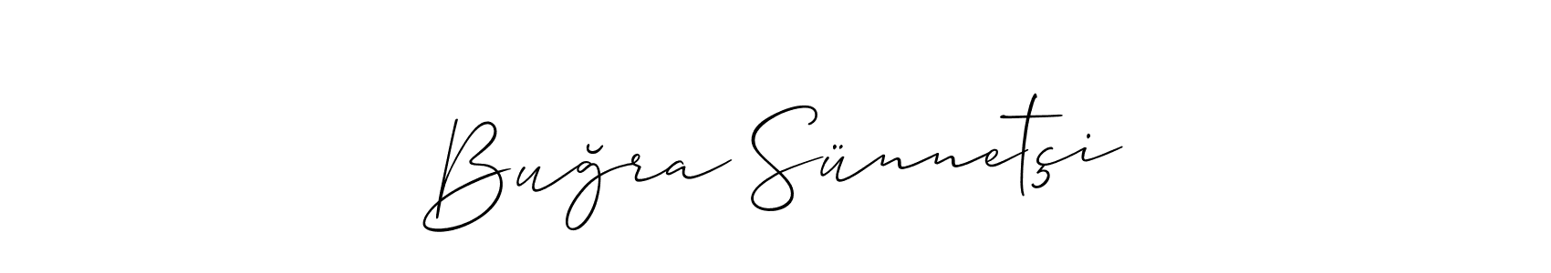 You should practise on your own different ways (Allison_Script) to write your name (Buğra Sünnetçi) in signature. don't let someone else do it for you. Buğra Sünnetçi signature style 2 images and pictures png