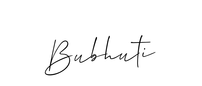 if you are searching for the best signature style for your name Bubhuti. so please give up your signature search. here we have designed multiple signature styles  using Allison_Script. Bubhuti signature style 2 images and pictures png