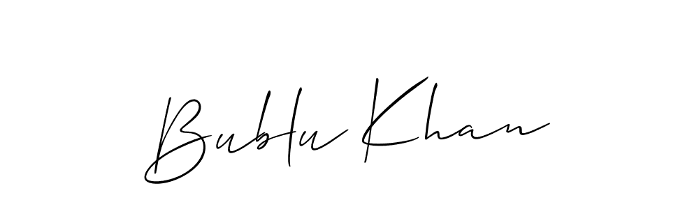 Allison_Script is a professional signature style that is perfect for those who want to add a touch of class to their signature. It is also a great choice for those who want to make their signature more unique. Get Bublu Khan name to fancy signature for free. Bublu Khan signature style 2 images and pictures png