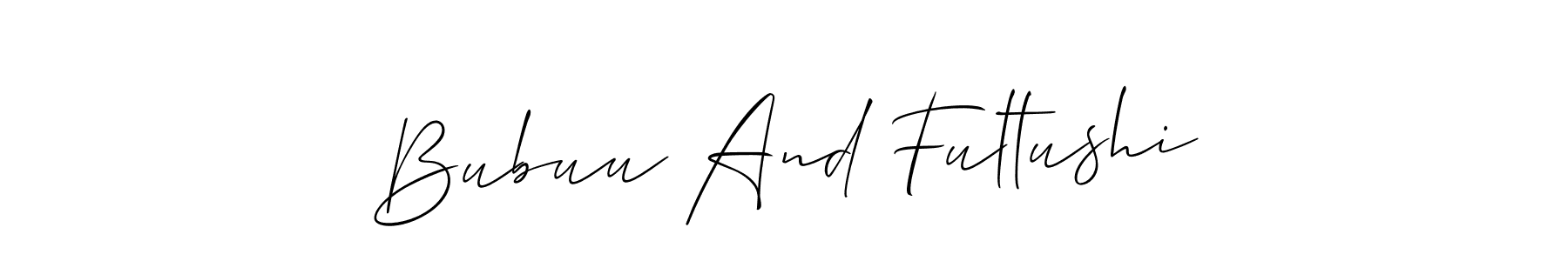 The best way (Allison_Script) to make a short signature is to pick only two or three words in your name. The name Bubuu And Fultushi include a total of six letters. For converting this name. Bubuu And Fultushi signature style 2 images and pictures png