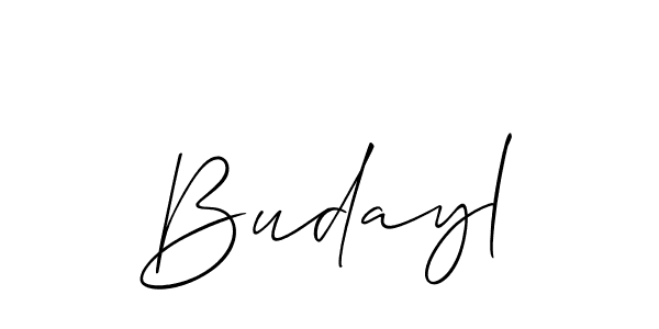 Use a signature maker to create a handwritten signature online. With this signature software, you can design (Allison_Script) your own signature for name Budayl. Budayl signature style 2 images and pictures png