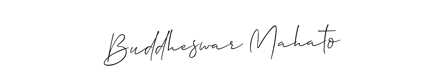 How to make Buddheswar Mahato name signature. Use Allison_Script style for creating short signs online. This is the latest handwritten sign. Buddheswar Mahato signature style 2 images and pictures png