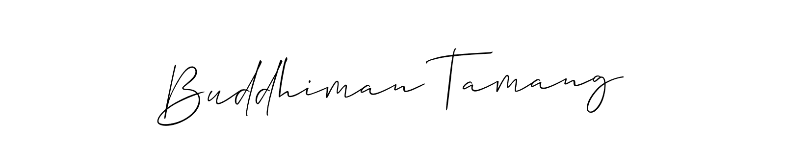 How to make Buddhiman Tamang name signature. Use Allison_Script style for creating short signs online. This is the latest handwritten sign. Buddhiman Tamang signature style 2 images and pictures png
