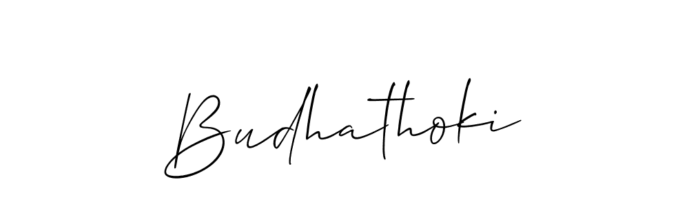 It looks lik you need a new signature style for name Budhathoki. Design unique handwritten (Allison_Script) signature with our free signature maker in just a few clicks. Budhathoki signature style 2 images and pictures png