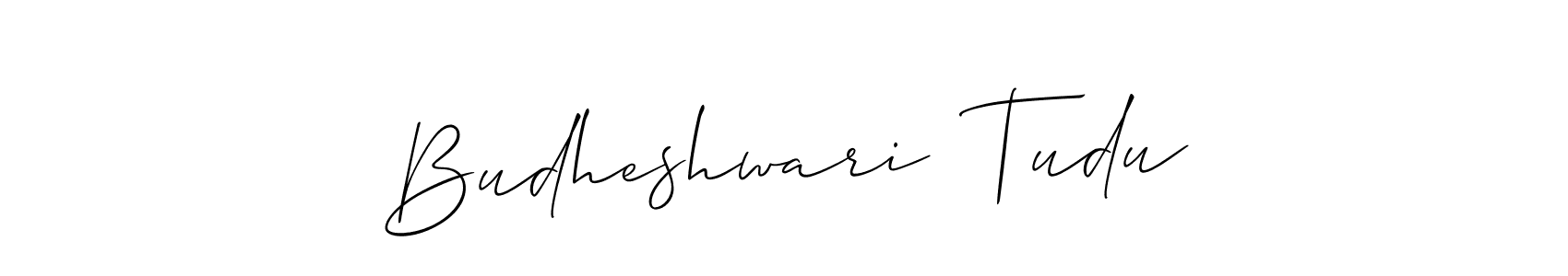 How to make Budheshwari  Tudu name signature. Use Allison_Script style for creating short signs online. This is the latest handwritten sign. Budheshwari  Tudu signature style 2 images and pictures png