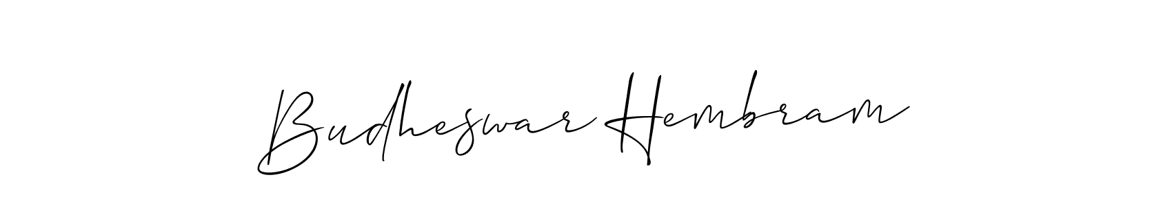 How to Draw Budheswar Hembram signature style? Allison_Script is a latest design signature styles for name Budheswar Hembram. Budheswar Hembram signature style 2 images and pictures png