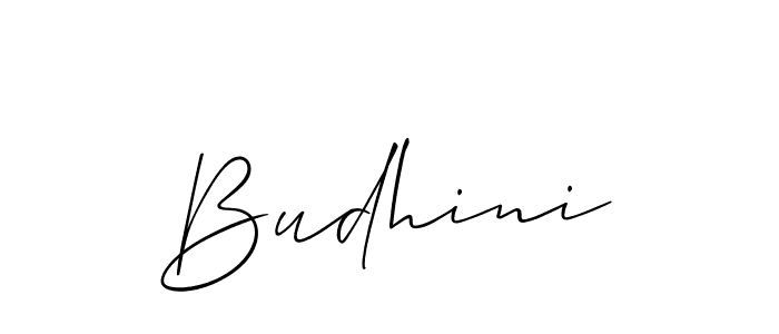 Create a beautiful signature design for name Budhini. With this signature (Allison_Script) fonts, you can make a handwritten signature for free. Budhini signature style 2 images and pictures png