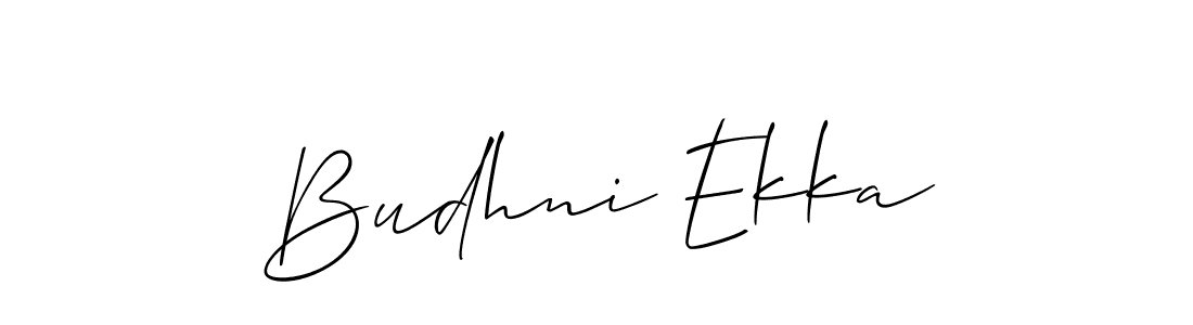 You should practise on your own different ways (Allison_Script) to write your name (Budhni Ekka) in signature. don't let someone else do it for you. Budhni Ekka signature style 2 images and pictures png
