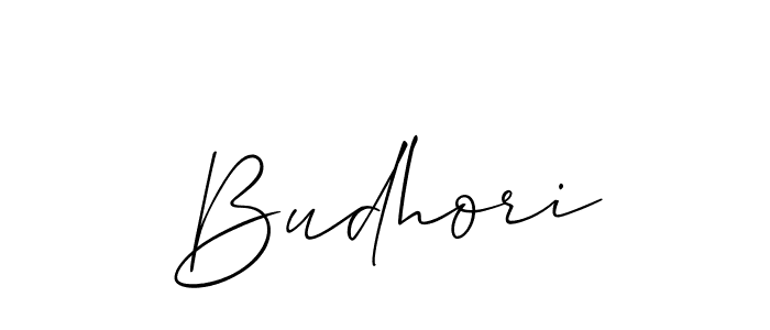 It looks lik you need a new signature style for name Budhori. Design unique handwritten (Allison_Script) signature with our free signature maker in just a few clicks. Budhori signature style 2 images and pictures png