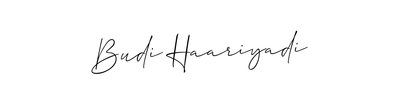 Create a beautiful signature design for name Budi Haariyadi. With this signature (Allison_Script) fonts, you can make a handwritten signature for free. Budi Haariyadi signature style 2 images and pictures png