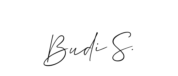 How to make Budi S. name signature. Use Allison_Script style for creating short signs online. This is the latest handwritten sign. Budi S. signature style 2 images and pictures png