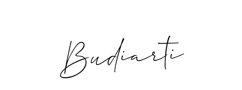 It looks lik you need a new signature style for name Budiarti. Design unique handwritten (Allison_Script) signature with our free signature maker in just a few clicks. Budiarti signature style 2 images and pictures png
