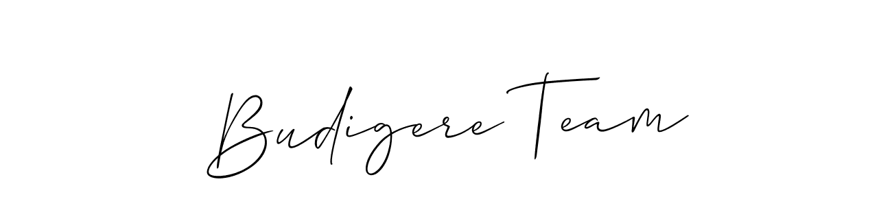 Also we have Budigere Team name is the best signature style. Create professional handwritten signature collection using Allison_Script autograph style. Budigere Team signature style 2 images and pictures png