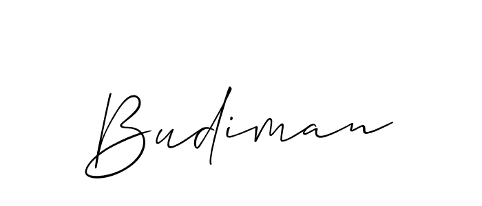 How to make Budiman signature? Allison_Script is a professional autograph style. Create handwritten signature for Budiman name. Budiman signature style 2 images and pictures png