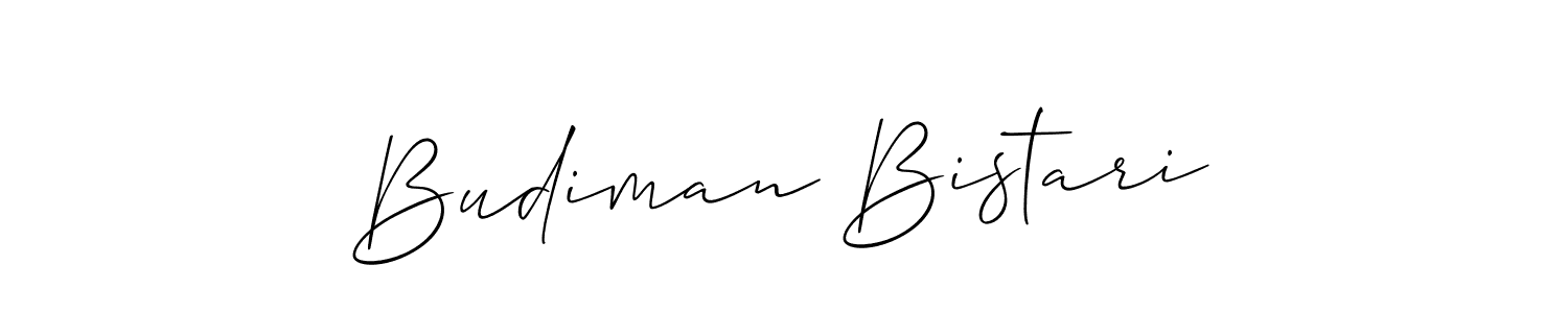 Make a beautiful signature design for name Budiman Bistari. With this signature (Allison_Script) style, you can create a handwritten signature for free. Budiman Bistari signature style 2 images and pictures png