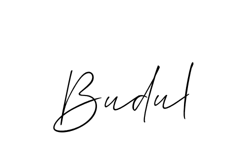 Make a beautiful signature design for name Budul. With this signature (Allison_Script) style, you can create a handwritten signature for free. Budul signature style 2 images and pictures png