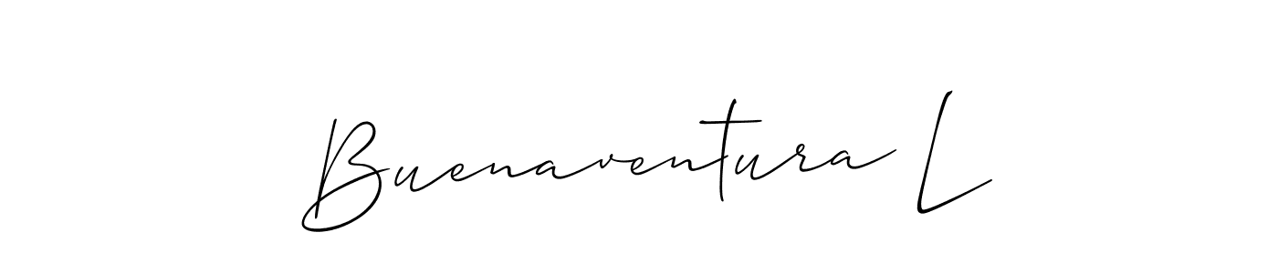 The best way (Allison_Script) to make a short signature is to pick only two or three words in your name. The name Buenaventura L include a total of six letters. For converting this name. Buenaventura L signature style 2 images and pictures png