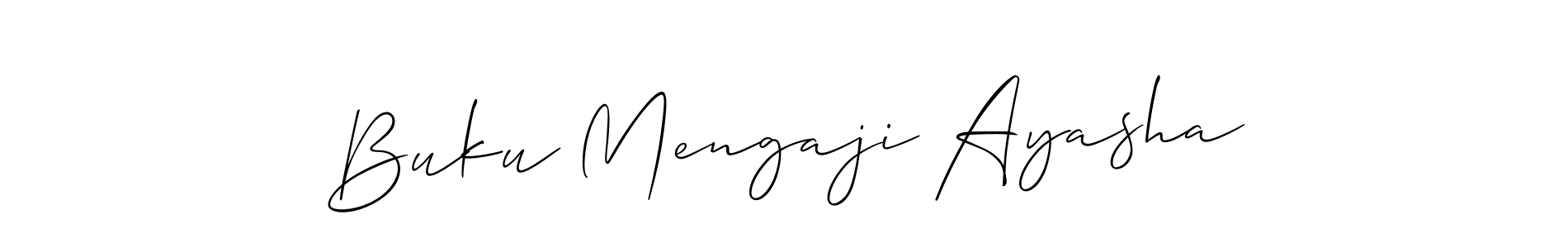 How to Draw Buku Mengaji Ayasha signature style? Allison_Script is a latest design signature styles for name Buku Mengaji Ayasha. Buku Mengaji Ayasha signature style 2 images and pictures png