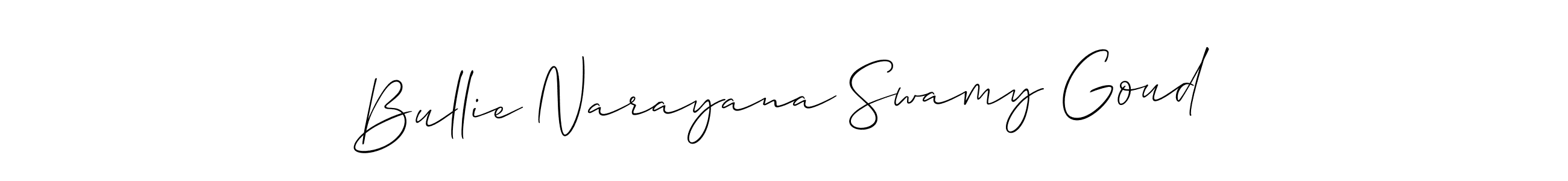The best way (Allison_Script) to make a short signature is to pick only two or three words in your name. The name Bullie Narayana Swamy Goud include a total of six letters. For converting this name. Bullie Narayana Swamy Goud signature style 2 images and pictures png