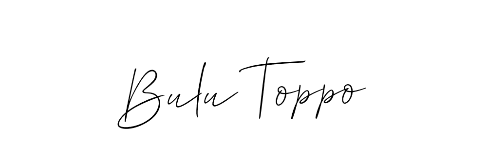 Create a beautiful signature design for name Bulu Toppo. With this signature (Allison_Script) fonts, you can make a handwritten signature for free. Bulu Toppo signature style 2 images and pictures png