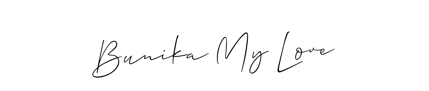 Similarly Allison_Script is the best handwritten signature design. Signature creator online .You can use it as an online autograph creator for name Bunika My Love. Bunika My Love signature style 2 images and pictures png