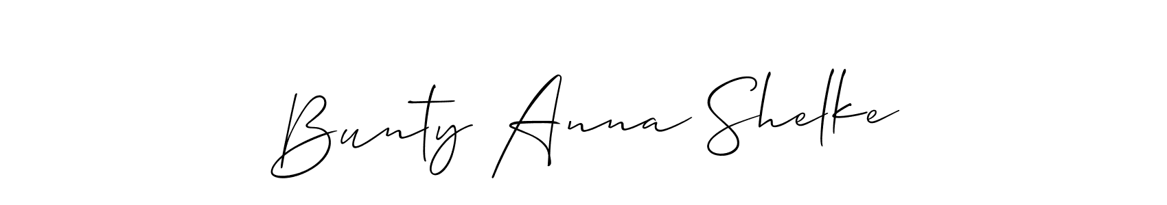 It looks lik you need a new signature style for name Bunty Anna Shelke. Design unique handwritten (Allison_Script) signature with our free signature maker in just a few clicks. Bunty Anna Shelke signature style 2 images and pictures png