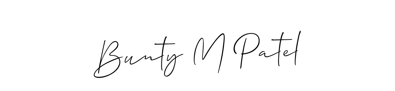 How to make Bunty M Patel name signature. Use Allison_Script style for creating short signs online. This is the latest handwritten sign. Bunty M Patel signature style 2 images and pictures png