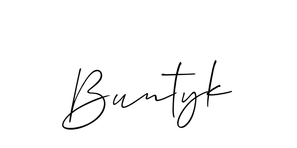 Make a short Buntyk signature style. Manage your documents anywhere anytime using Allison_Script. Create and add eSignatures, submit forms, share and send files easily. Buntyk signature style 2 images and pictures png