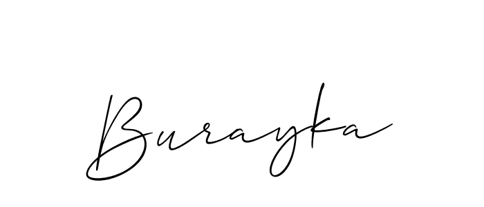 Use a signature maker to create a handwritten signature online. With this signature software, you can design (Allison_Script) your own signature for name Burayka. Burayka signature style 2 images and pictures png