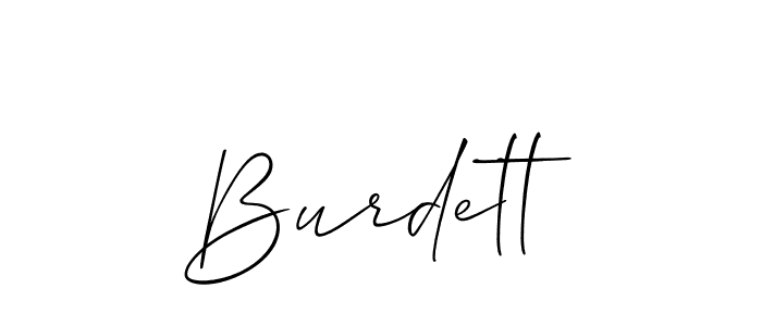 Create a beautiful signature design for name Burdett. With this signature (Allison_Script) fonts, you can make a handwritten signature for free. Burdett signature style 2 images and pictures png