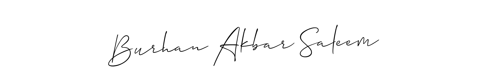 Also we have Burhan Akbar Saleem name is the best signature style. Create professional handwritten signature collection using Allison_Script autograph style. Burhan Akbar Saleem signature style 2 images and pictures png