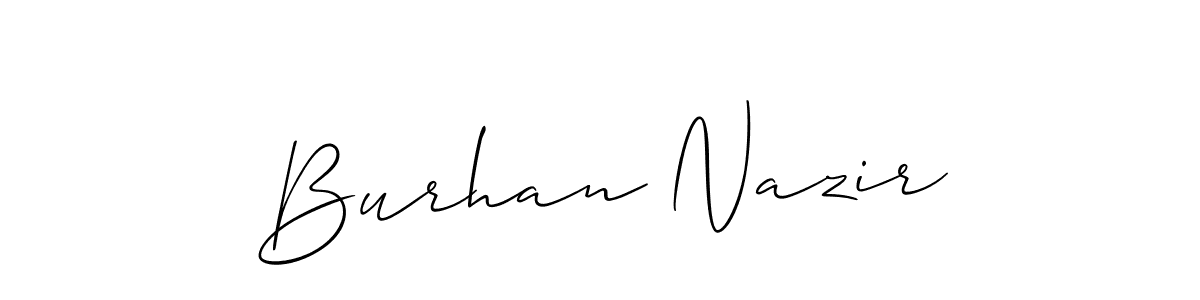 Also You can easily find your signature by using the search form. We will create Burhan Nazir name handwritten signature images for you free of cost using Allison_Script sign style. Burhan Nazir signature style 2 images and pictures png