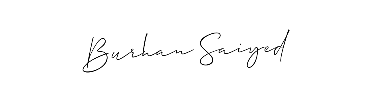 How to make Burhan Saiyed name signature. Use Allison_Script style for creating short signs online. This is the latest handwritten sign. Burhan Saiyed signature style 2 images and pictures png