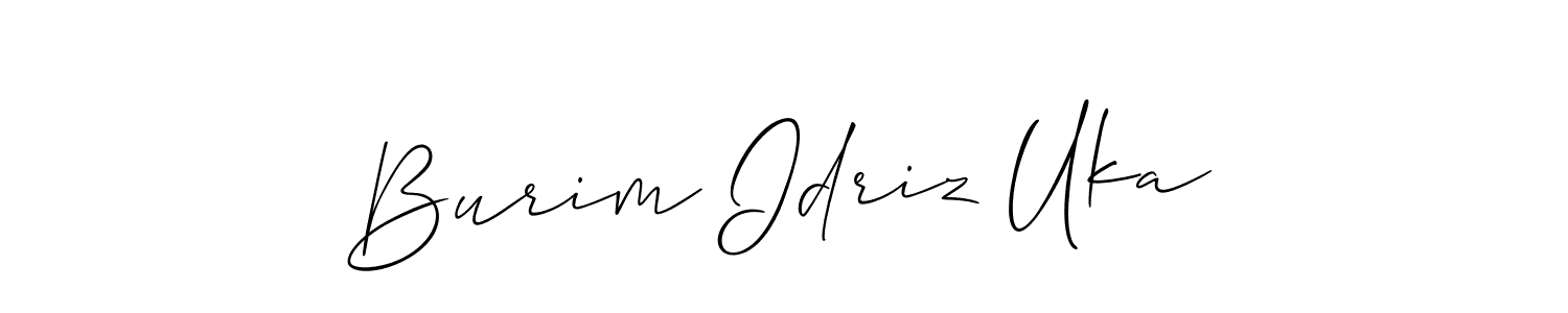 if you are searching for the best signature style for your name Burim Idriz Uka. so please give up your signature search. here we have designed multiple signature styles  using Allison_Script. Burim Idriz Uka signature style 2 images and pictures png