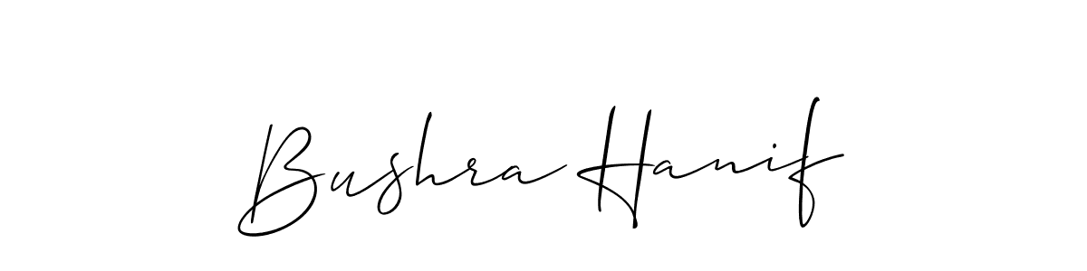 How to make Bushra Hanif name signature. Use Allison_Script style for creating short signs online. This is the latest handwritten sign. Bushra Hanif signature style 2 images and pictures png