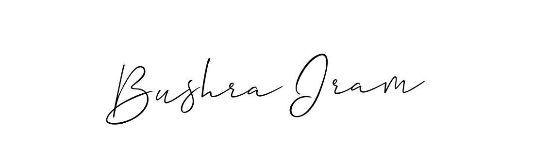 This is the best signature style for the Bushra Iram name. Also you like these signature font (Allison_Script). Mix name signature. Bushra Iram signature style 2 images and pictures png